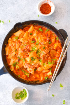 Creamy Kimchi Rice Cake Bake