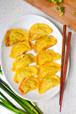 Shrimp & Chive Dan Jiao (Egg Wrapper Dumplings)