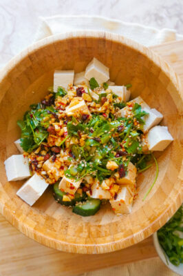 Tofu Cucumber Salad with Chili Crisp Vinaigrette