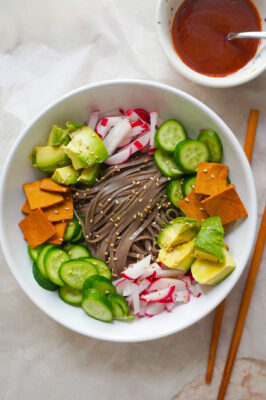 Miso-Sesame Fridge Cleanout Noodle Bowl