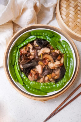 Steamed chicken and shiitake