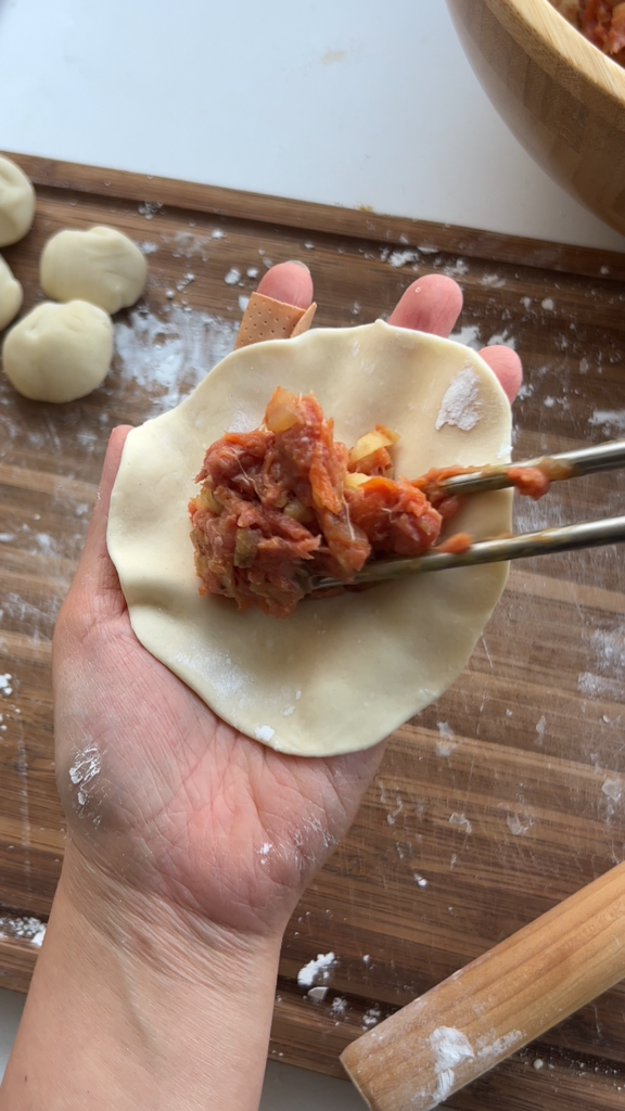 folding dumplings