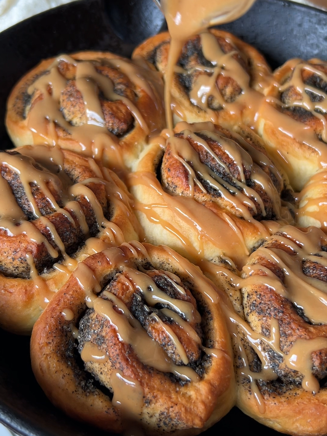 black sesame buns with peanut caramel