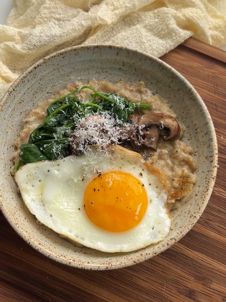 oats w/ spinach, mushroom, and egg