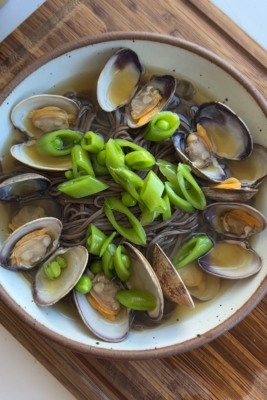 Brothy Clams and Soba (with Spring Veggies)