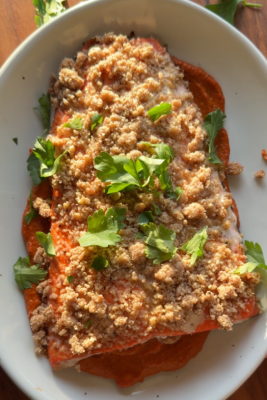 roasted salmon with romesco sauce