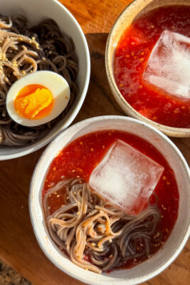 early girl tomato zaru soba (summer dipping soba!)
