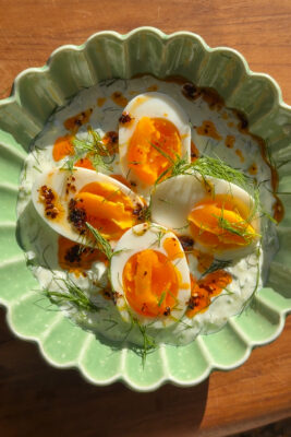 tzatziki turkish eggs (cilbir with dill and cucumber yogurt)