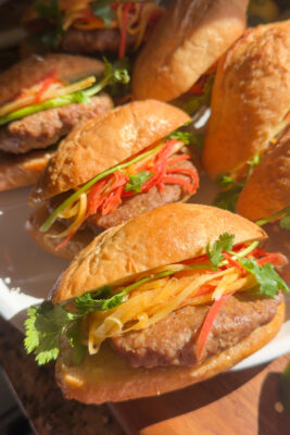 mini banh mis with lemongrass pork meatballs