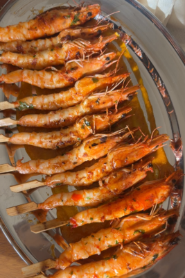 spicy calabrian chili shrimp skewers (grill friendly)